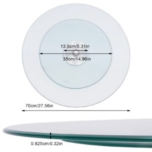 Clear Round Tempered Glass Table Top, 360°Rotation Strong Load Capacity Thick Tempered Glass Heavy Duty Turntable, Round Rotating Tray for Dining Table, Coffee Table, Restaurant Table (27.56inch)