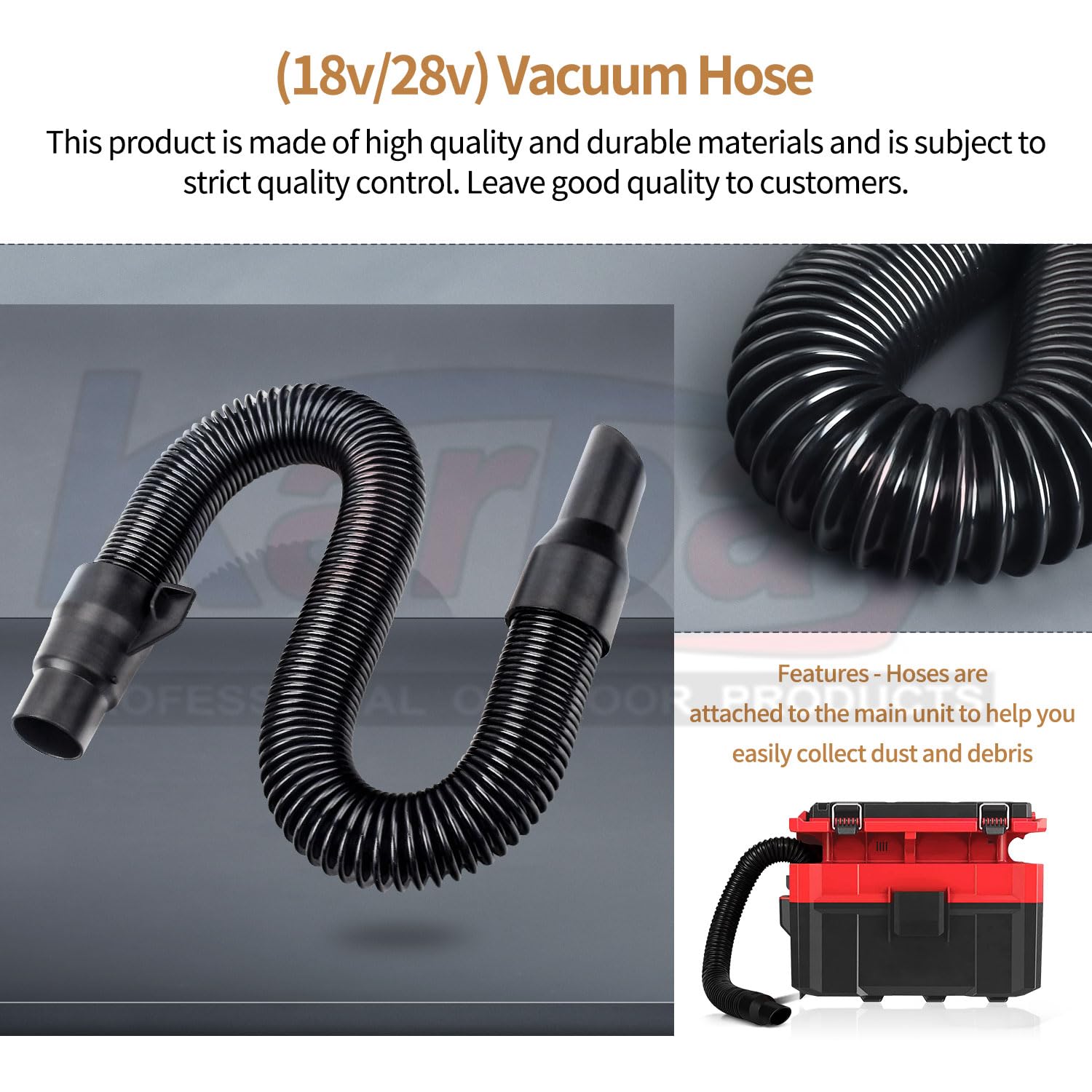 14-37-0105 18v/28v Wet/Dry Vac Hose Assembly Compatible with Milwaukee 0880-20 Rev-B Vacuum, Also Fits 0780-20 0970-20, use to pick up dust and debris - Fits Inside Hose Storage Vacuum
