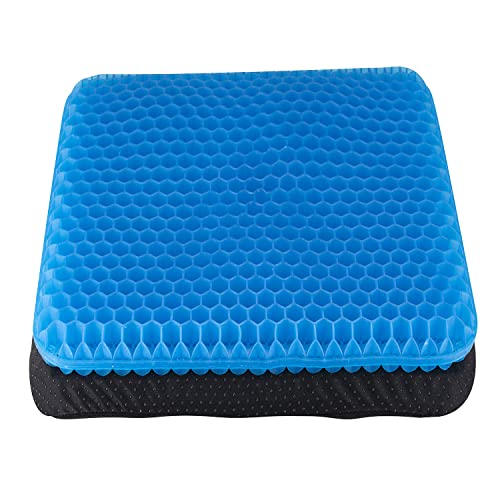 Yunqing Gel Seat Cushion, Chair Cushions with Non-Slip Cover, Breathable Honeycomb Car Seat Cushion for Pressure Relief Back Pain, Home Wheelchair Office Chair Cushion (16x14x1.6 inch)