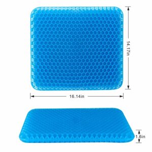 Yunqing Gel Seat Cushion, Chair Cushions with Non-Slip Cover, Breathable Honeycomb Car Seat Cushion for Pressure Relief Back Pain, Home Wheelchair Office Chair Cushion (16x14x1.6 inch)