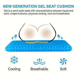 Yunqing Gel Seat Cushion, Chair Cushions with Non-Slip Cover, Breathable Honeycomb Car Seat Cushion for Pressure Relief Back Pain, Home Wheelchair Office Chair Cushion (16x14x1.6 inch)