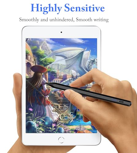 Active Stylus Pens for Touch Screens, DOGAIN Pencil for Android, Rechargeable Tablet Pen POM Tip Magnetic iPad Pencil for iPad/Pro/Air/Mini/iPhone/Samsung/Lenovo/iOS/Android and Other Touch Screen