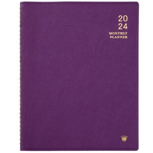2024 monthly planner - jan. 2024 - dec. 2024, 12 months calendar/planner 2024 with faux leather, 8.86" x 11.4", 15 notes pages, strong twin - wire binding, pocket, monthly tabs, perfect organizer