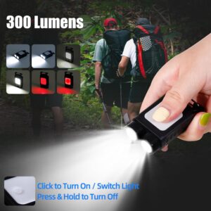 KunHe 4 Pack Rechargeable EDC Flashlights, Small LED Keychain Flashlights, Portable Pocket Flashlight, 300 Lumens Key Chain Lights