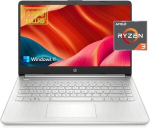 hp 2023 newest laptop for business and student, 14 inch fhd display, amd ryzen 3-3250u processor, 16gb ram, 512gb ssd, amd radeon graphics, bluetooth, webcam, windows 11 home in s mode, silver