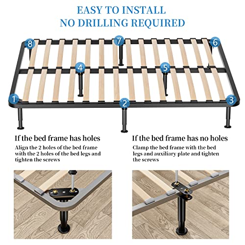 O.HSNYIU Upgrade Adjustable Bed Support Legs 10"-16", Bed Frame Support Legs, Bed Legs Set of 4, Metal Bed Frame or Wooden Bed Center Slat Support Leg, Heavy Bed Replacement Legs (4, 10"-16")