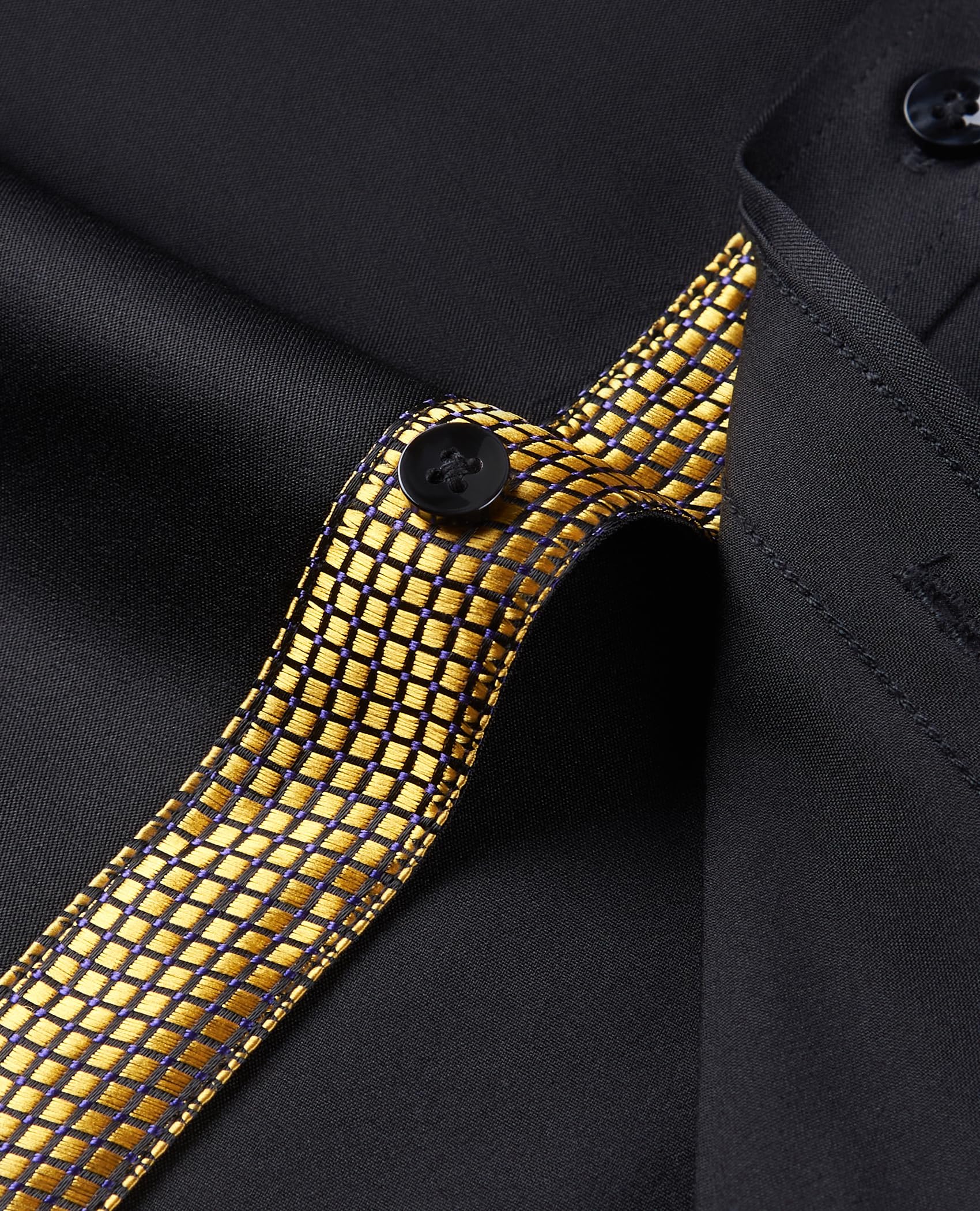 Lion Nardo Mens Black Dress Shirt Black and Gold Shirts for Men Gold Shirts for Men Mens Black Dress Shirts Gold Label