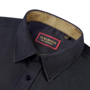 Lion Nardo Mens Black Dress Shirt Black and Gold Shirts for Men Gold Shirts for Men Mens Black Dress Shirts Gold Label