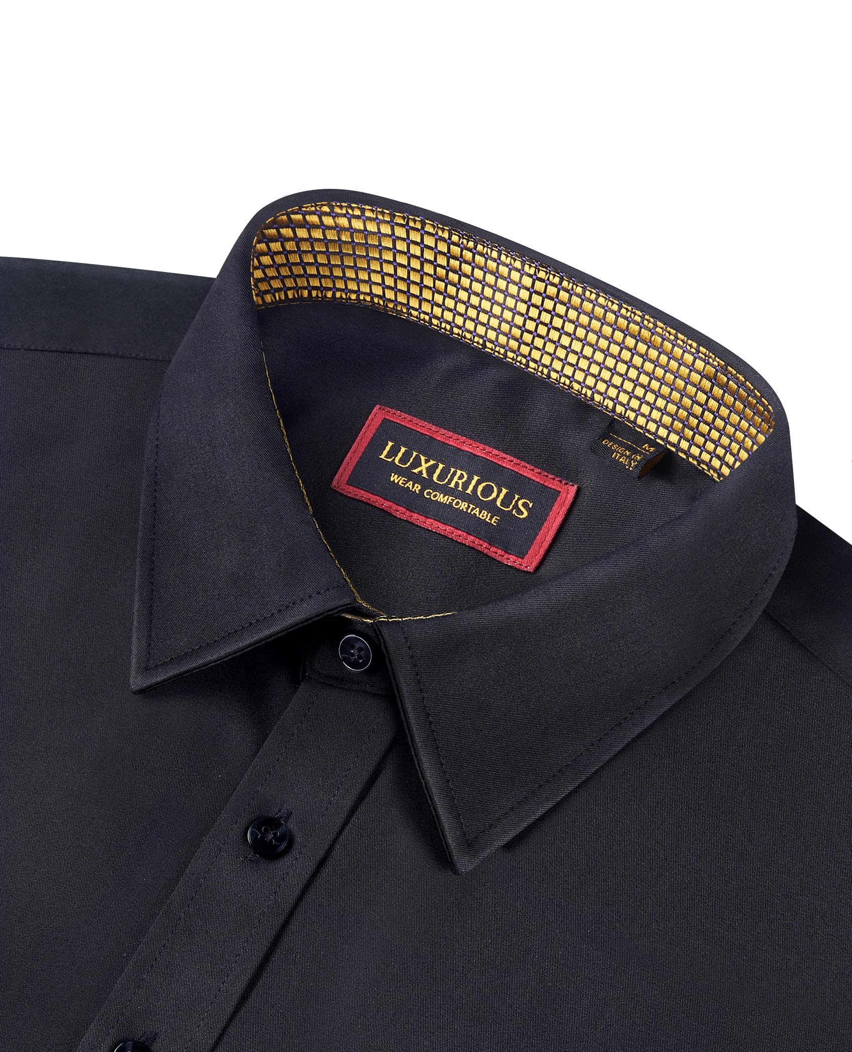 Lion Nardo Mens Black Dress Shirt Black and Gold Shirts for Men Gold Shirts for Men Mens Black Dress Shirts Gold Label