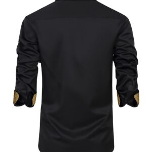 Lion Nardo Mens Black Dress Shirt Black and Gold Shirts for Men Gold Shirts for Men Mens Black Dress Shirts Gold Label