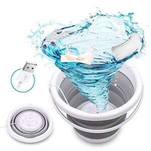 mini washing machine, portable washer with foldable laundry tub, ultrasonic turbine washer for baby clothes underwear socks towels toys rv travel camping home apartment dorm laundry