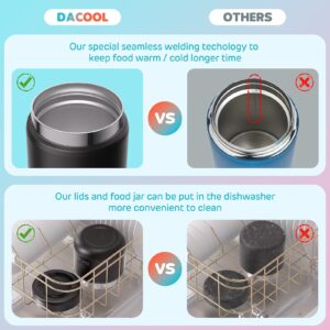 DaCool Lunch Thermos for Kids Vacuum Stainless Steel 13.5 Ounce Kids Food Thermos for Hot/Cold Food Insulated Food Jar Lunch Container Bento for School Office Picnic Travel Outdoors, BPA Free,Black