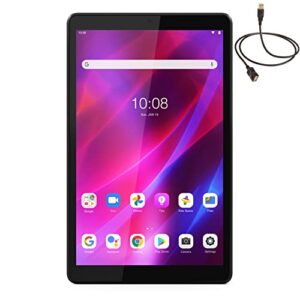 lenovo tab m8 3th gen 8" wifi tablet, 8" ips 350nits glossy touchscreen display, 32gb storage, 3gb lpddr4x memory, octa-core mediatek p22t processor, android, iron grey, asuiaw extension cable