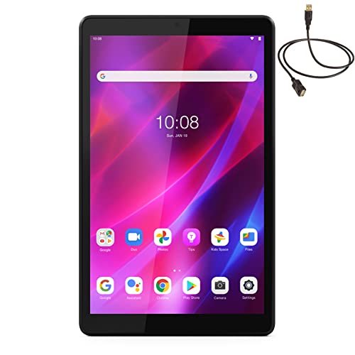 Lenovo Tab M8 3th Gen 8" WiFi Tablet, 8" IPS 350nits Glossy Touchscreen Display, 32GB Storage, 3GB LPDDR4x Memory, Octa-Core MediaTek P22T Processor, Android, Iron Grey, ASUIAW Extension Cable