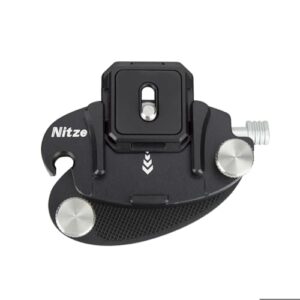 nitze camera clip, aluminum capture clip, backpack strap camera mount with 4-side mountable arca quick release plate for dslr/mirroless camera, action camera - n58a
