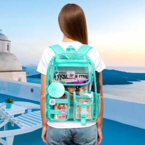 Clear Backpack for Girls Women, Heavy Duty PVC Transparent BookBag, Cute See Through School Bags for Teens Elementary - Green