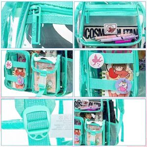 Clear Backpack for Girls Women, Heavy Duty PVC Transparent BookBag, Cute See Through School Bags for Teens Elementary - Green