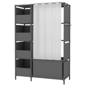 MOYIPIN Portable Wardrobe Storage Closet, Clothes Storage Cabinet with Curtain, for Living Room, Bedroom, Clothes Room, Black，40.55 x 16.73 x 65.35Inches