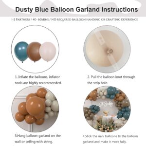 Dusty Blue Brown Balloon Garland Arch Kit Slate Blue Tan Coffee White Sand Balloons for Neutral Bear Baby Shower Birthday Decorations Jungle Safari Western Party Supplies