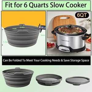 Optukeop Silicone Slow Cooker Liners Reusable 6Qt Oval Crock Pot Liner, Foldable Cooking Bag Divider Insert - Non-stick/Leakproof/Food-Grade/Healthy/Dishwasher Safe (Grey)