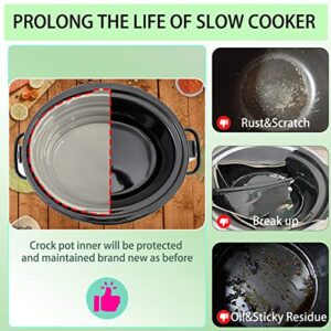 Optukeop Silicone Slow Cooker Liners Reusable 6Qt Oval Crock Pot Liner, Foldable Cooking Bag Divider Insert - Non-stick/Leakproof/Food-Grade/Healthy/Dishwasher Safe (Grey)