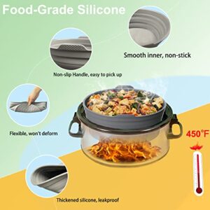 Optukeop Silicone Slow Cooker Liners Reusable 6Qt Oval Crock Pot Liner, Foldable Cooking Bag Divider Insert - Non-stick/Leakproof/Food-Grade/Healthy/Dishwasher Safe (Grey)