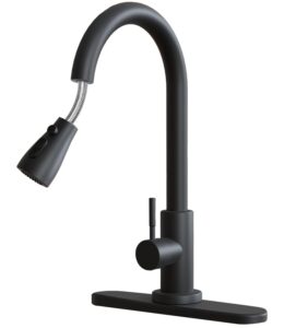 rbstosto black kitchen faucets-kitchen sink faucet -kitchen faucet with pull down sprayer-stainless steel-with deck plate 16 inches ‎rb999