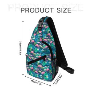 PVBKZ Tropical Flamingo Sling Bag Crossbody Flamingo Sling Backpack Travel Hiking Chest Bags Shoulder Sports Daypack for Women Men