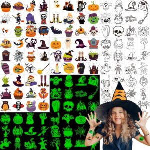 600pcs halloween temporary tattoos for kids, assorted colorful & glow in the dark tattoo stickers, halloween decorations supplies, party favors, goodie bag fillers, gifts for boys and girls