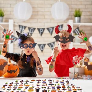 600pcs Halloween Temporary Tattoos for Kids, Assorted Colorful & Glow in the Dark Tattoo Stickers, Halloween Decorations Supplies, Party Favors, Goodie Bag Fillers, Gifts for Boys and Girls