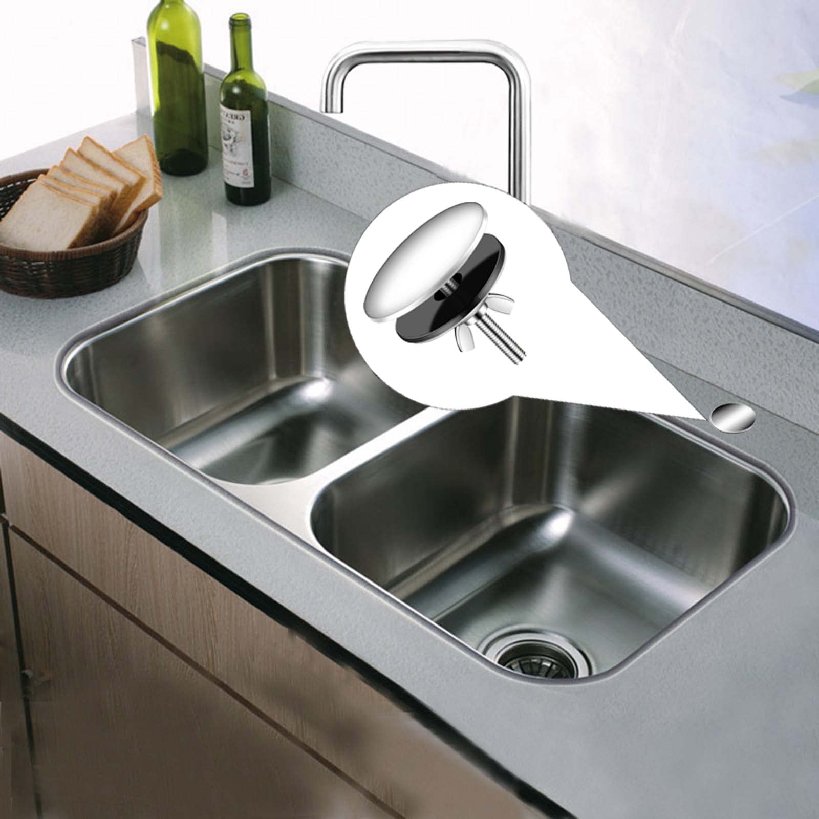 Stainless Steel Kitchen Sink Hole Cover, 2 Inch Faucet Hole Cover Stainless Steel Kitchen Sink Tap Hole Plate Stopper Cover Blanking Metal Plug(Polished Chrome)