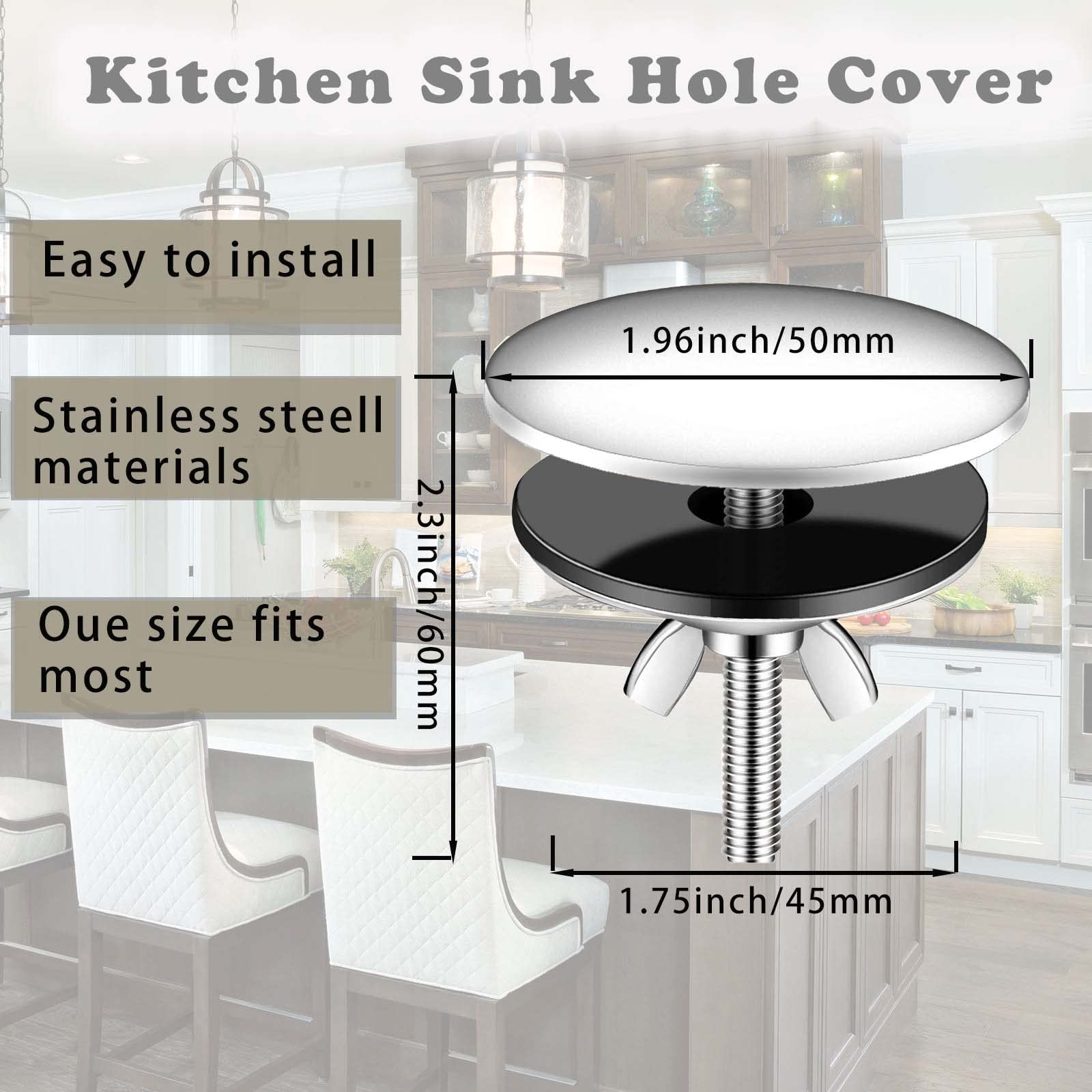 Stainless Steel Kitchen Sink Hole Cover, 2 Inch Faucet Hole Cover Stainless Steel Kitchen Sink Tap Hole Plate Stopper Cover Blanking Metal Plug(Polished Chrome)