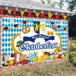 Oktoberfest Banner Backdrop Decorations, German Bavarian Oktoberfest Beer Photo Booth Background Decoration Banner, Oktoberfest Party Supplies Decorations