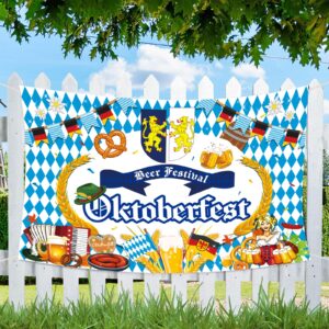 Oktoberfest Banner Backdrop Decorations, German Bavarian Oktoberfest Beer Photo Booth Background Decoration Banner, Oktoberfest Party Supplies Decorations