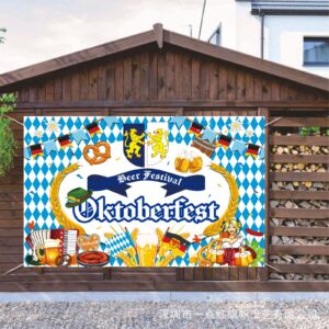 Oktoberfest Banner Backdrop Decorations, German Bavarian Oktoberfest Beer Photo Booth Background Decoration Banner, Oktoberfest Party Supplies Decorations