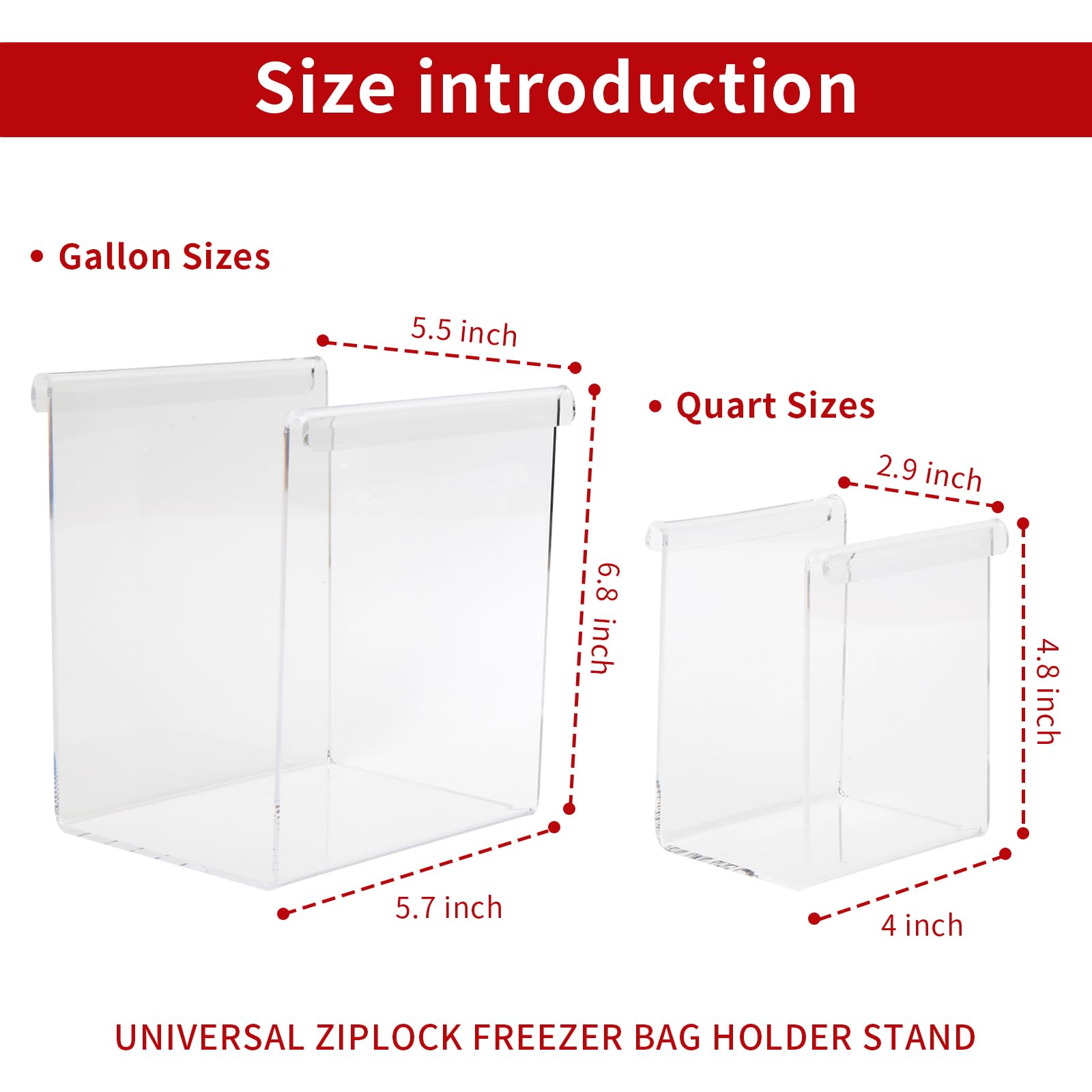 ICICUL Food Storage Bag Stand/Filling Zip Lock Freezer Bag Stand/Baggy Rack Holder/Hands-Free Spill Prevention，Compatible with Gallon, Quart, Sandwich Bag (2 Pack)