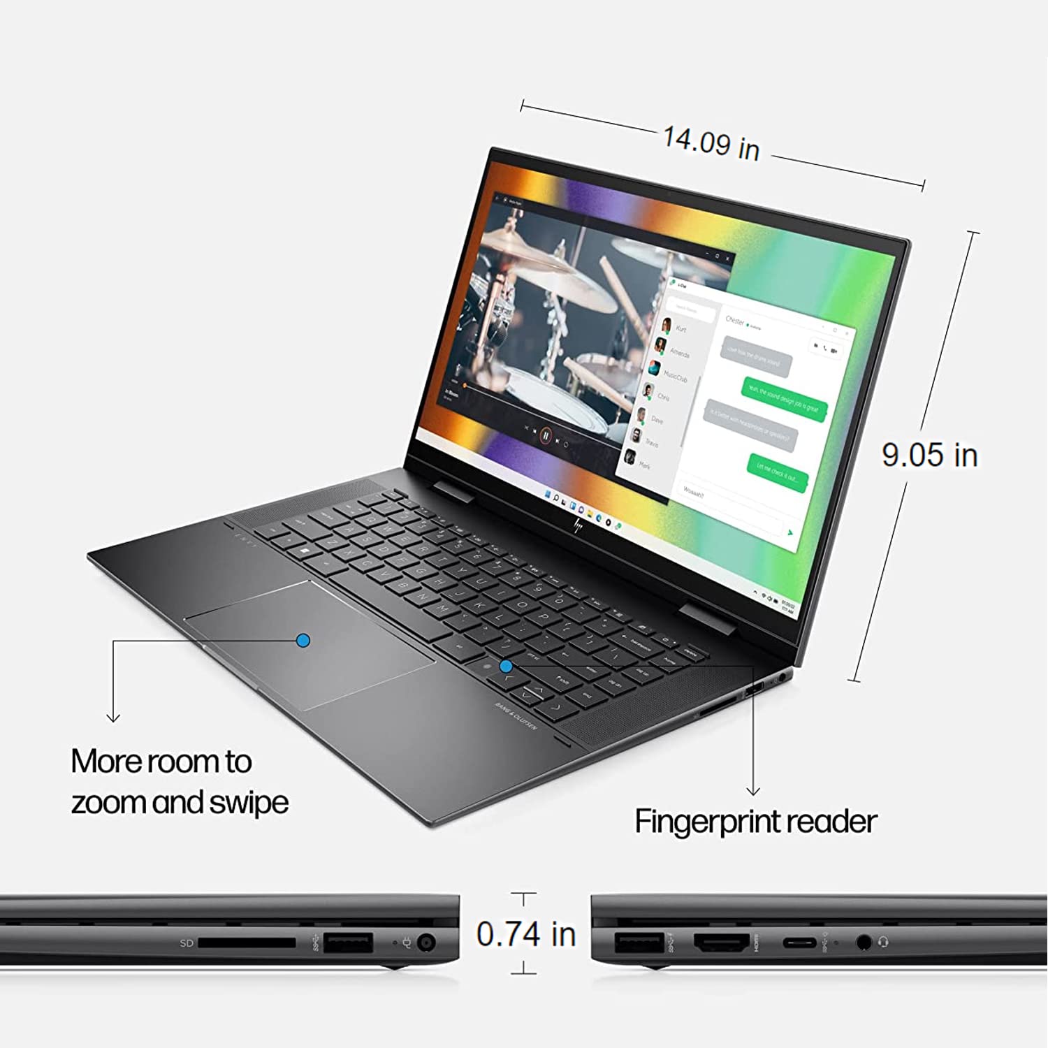 HP Envy X360 2-in-1 Laptop, 15.6" IPS Touchscreen, AMD Ryzen 7 5825U Processor, Backlit Keyboard, Fingerprint Reader, Wi-Fi 6, Audio by Bang & Olufsen, Windows 11 (16GB RAM | 2TB PCIe SSD)