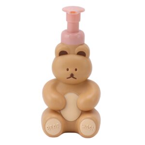 empty liquid hand dispenser bottle cartoon bear shape shower container pump bottle for hand washing (large milk tea color)