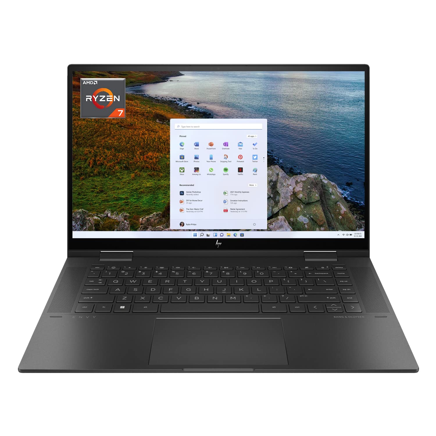 HP Envy X360 2-in-1 Laptop, 15.6" IPS Touchscreen, AMD Ryzen 7 5825U Processor, Backlit Keyboard, Fingerprint Reader, Wi-Fi 6, Audio by Bang & Olufsen, Windows 11 (32GB RAM | 2TB PCIe SSD)