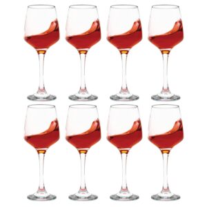 vikko wine glasses, set of 8 red wine glasses, 14 ounce clear wine glass, classic, durable european stemware