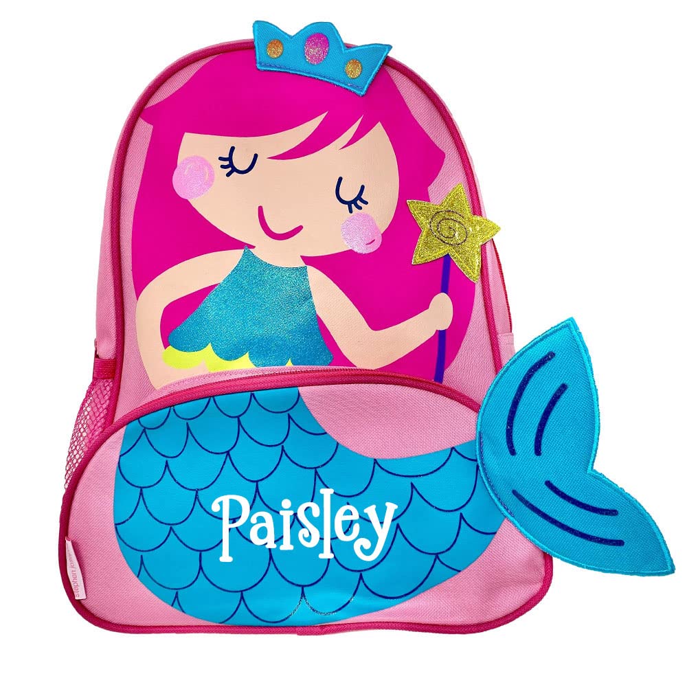 Stephen Joseph Kids Backpack - Personalized Book Bag - Princess Mermaid Sidekick Backpack - Back to School Travel Tote Bag with Custom Name