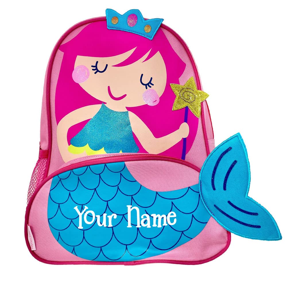 Stephen Joseph Kids Backpack - Personalized Book Bag - Princess Mermaid Sidekick Backpack - Back to School Travel Tote Bag with Custom Name