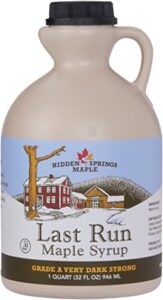 hidden springs maple very dark quart 100% pure maple syrup usa/can, bpa-free jug