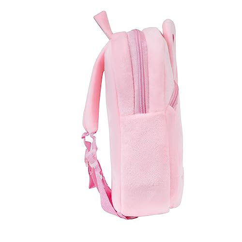 Kids Small Backpack Set - Animal Plush Backpack For Kids - Cute & Functional With Fun Accessories - Includes Cartoon Stickers and Mini Color Pencil Tubes - (Pink Rabbit)