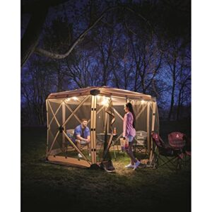 Guide Gear 6-Sided Hex Large Pop Up Outdoor Screen House Screened Canopy Tent for Backyard, Camping, Deck, with Wind Panels and Zip Windows and Door, 138" x 128" x 90"