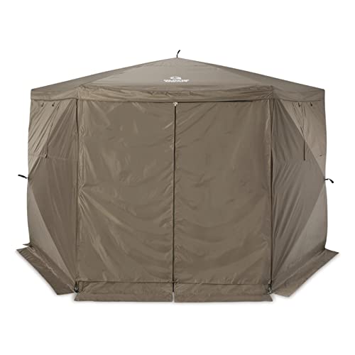 Guide Gear 6-Sided Hex Large Pop Up Outdoor Screen House Screened Canopy Tent for Backyard, Camping, Deck, with Wind Panels and Zip Windows and Door, 138" x 128" x 90"