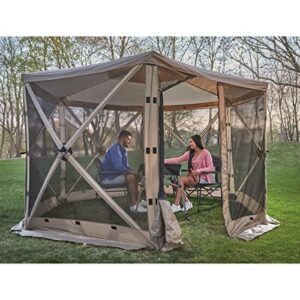 Guide Gear 6-Sided Hex Large Pop Up Outdoor Screen House Screened Canopy Tent for Backyard, Camping, Deck, with Wind Panels and Zip Windows and Door, 138" x 128" x 90"