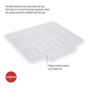 Copco Small Clear Drain Board Fits Under Any Small Dish Rack to Catch Water or for Larger Pots Alone, Angled Base Allows for Self Draining with Raised Ribs to Prevent Water from Puddling