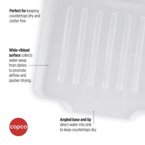 Copco Small Clear Drain Board Fits Under Any Small Dish Rack to Catch Water or for Larger Pots Alone, Angled Base Allows for Self Draining with Raised Ribs to Prevent Water from Puddling