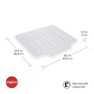 Copco Small Clear Drain Board Fits Under Any Small Dish Rack to Catch Water or for Larger Pots Alone, Angled Base Allows for Self Draining with Raised Ribs to Prevent Water from Puddling